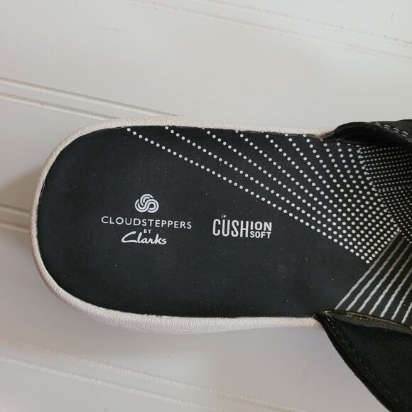 Clarks Cloudsteppers Breeze Sea Sandals 9 Black Flip Flop Comfort - Picture 5 of 7